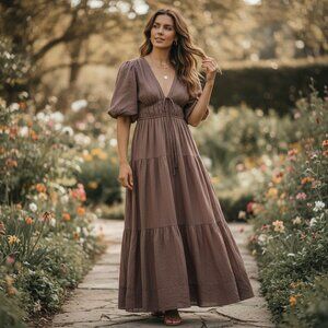 MILLIBON Bubble Sleeve Maxi Dress